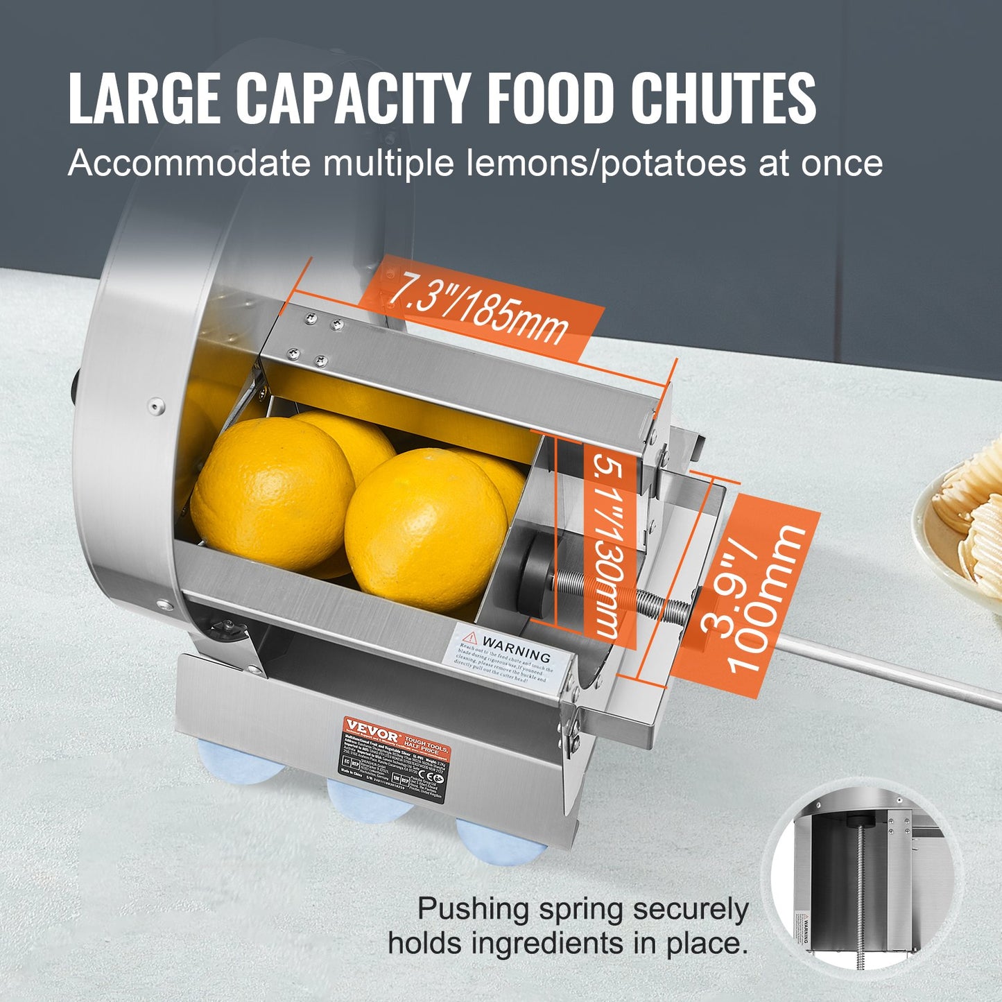 Adjustable Stainless Steel Vegetable & Fruit Slicer - Commercial Food Cutter for Potato, Cucumber, Lemon, Tomato