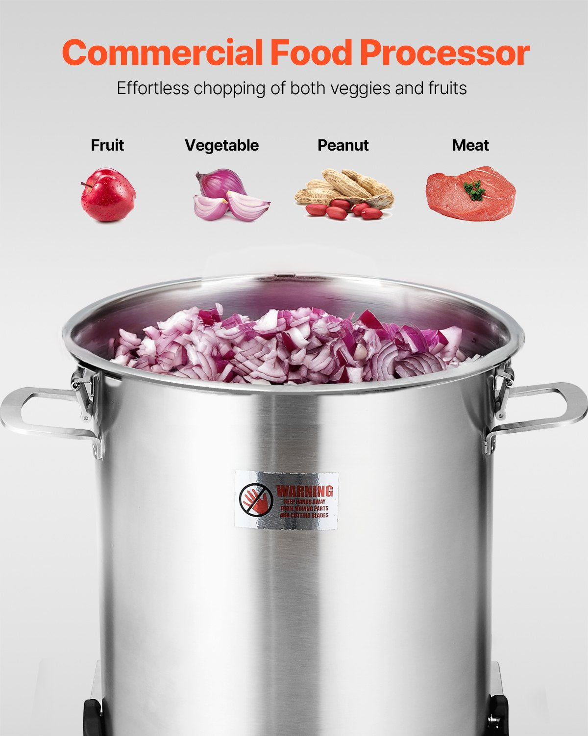 Commercial Food Processor 19 Quart Stainless Steel Vegetable Chopper with 1500W Motor