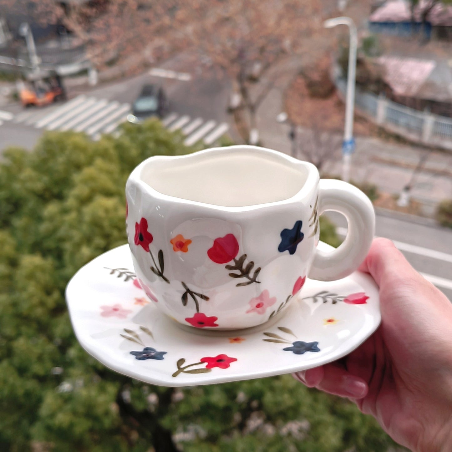 Vintage Floral Tea Cup and Saucer Set - 260ml Home Kitchenware