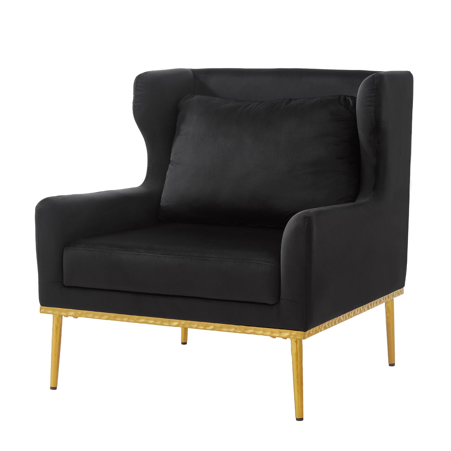 Black Velvet Accent Chair - Modern Armchair for Living Room