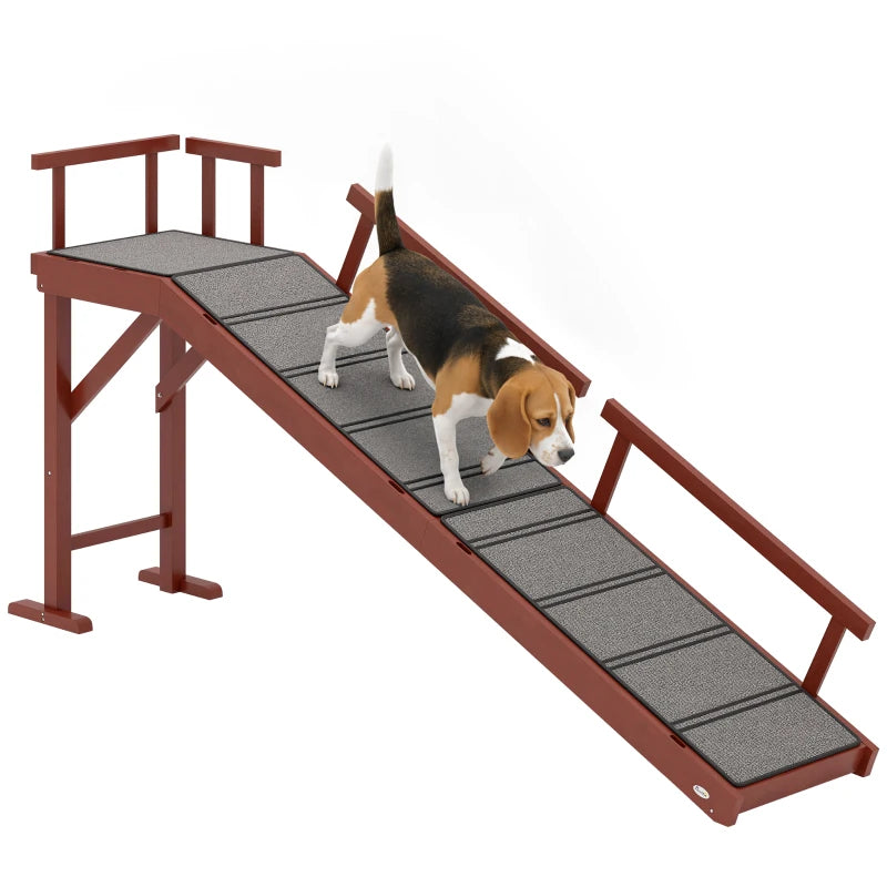 Wooden Dog Ramp with Removable Guardrails, Non-Slip Surface - Supports Up to 88 lbs