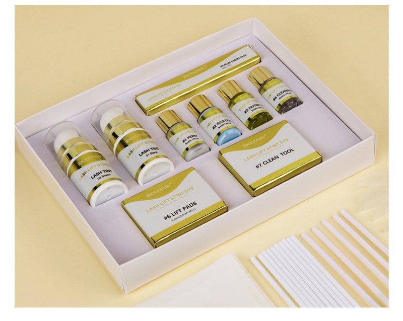 Hot Dyeing Eyelash Set with Lash Tints, Glue & Tools for Lash Lift & Extensions