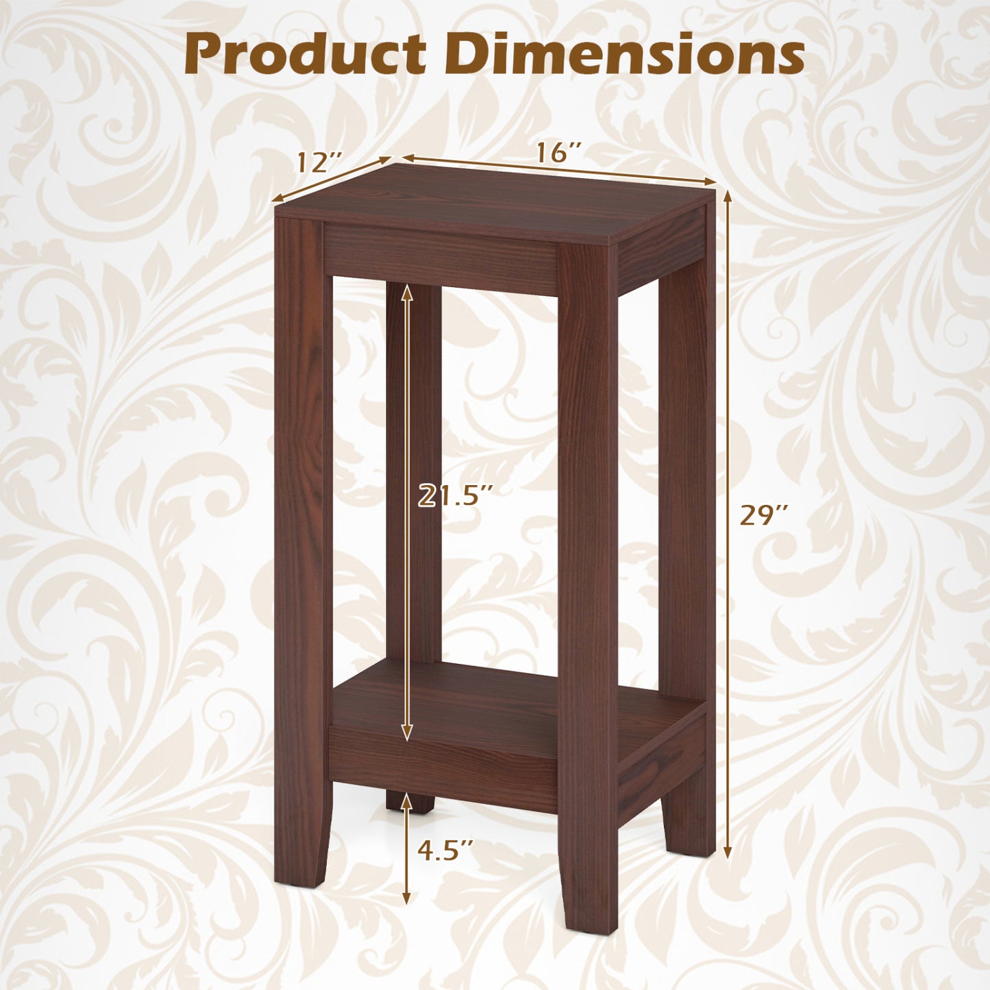 Compact Wooden End Table with Storage Shelf - Versatile Use