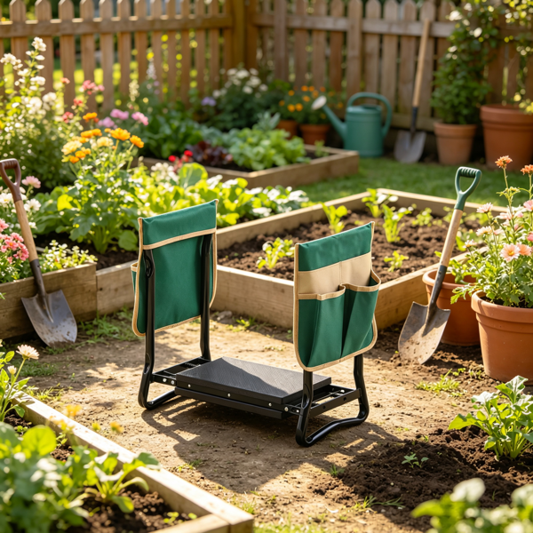 Heavy Duty Garden Kneeler & Seat with Tool Bags, Support up to 330 lbs
