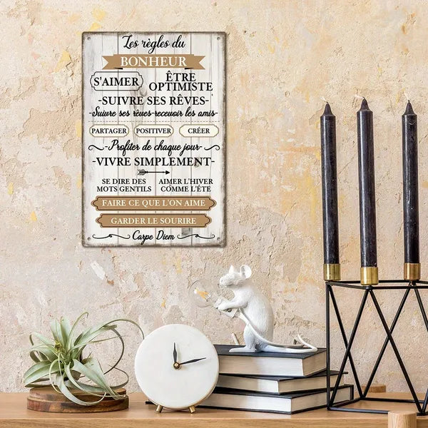 Vintage French Inspirational Quotes Metal Wall Art - 12x8 inches