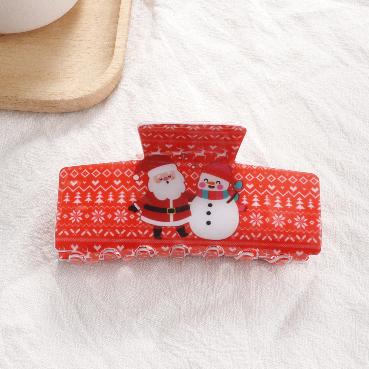 Christmas Snowflake & Santa Hairpin Clip