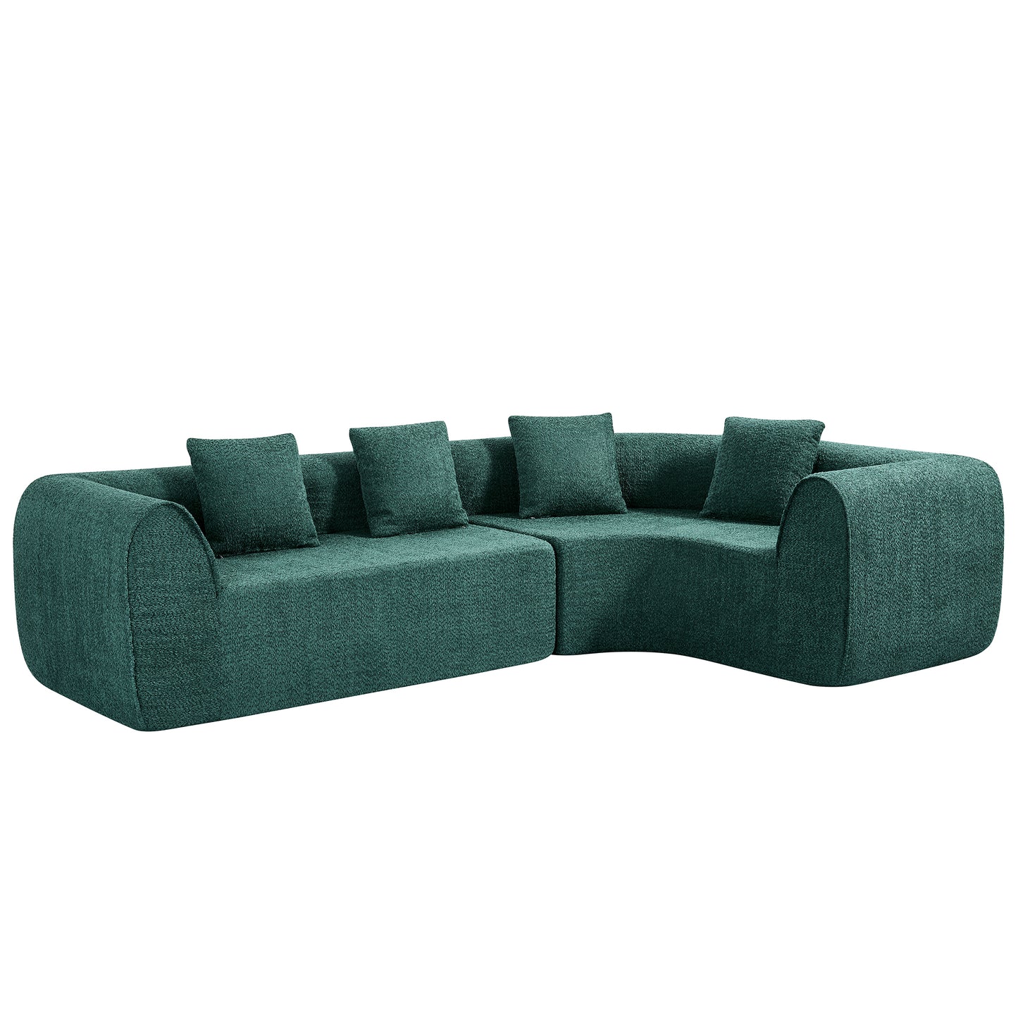 110" Curved L-Shaped Modular Sectional Sofa - Blue & Green