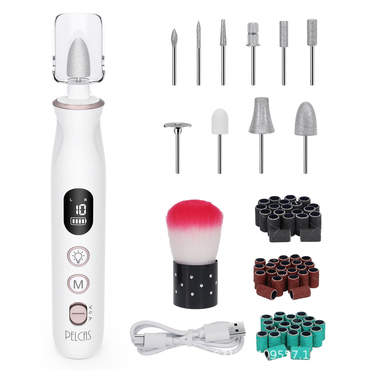 Electric Nail Grinder Portable Manicure & Pedicure Tool - White