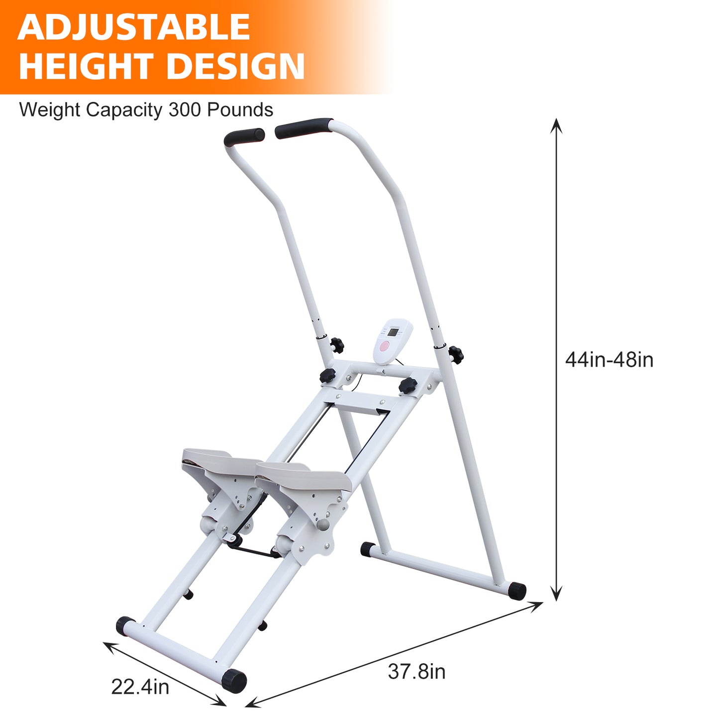 Folding Vertical Cardio Stepper Climber for Home Workouts - White