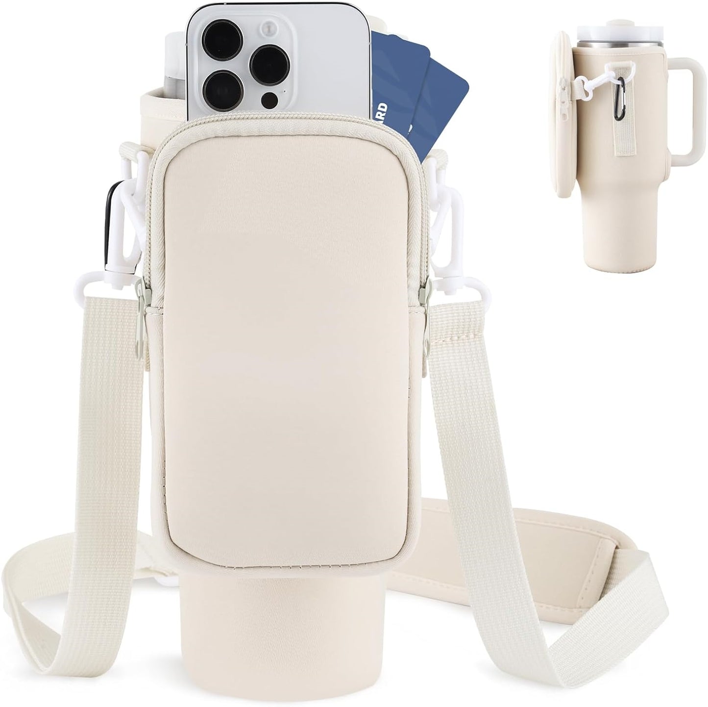 40oz Water Bottle Carrier with Adjustable Strap - Multiple Colors
