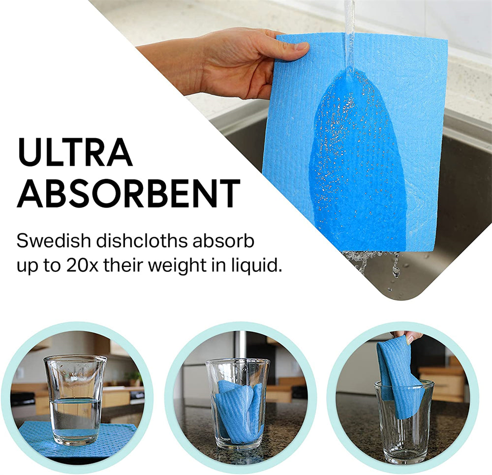 Reusable Biodegradable Kitchen Paper Towel Cloth - Organic Cellulose Swedish Dishcloth