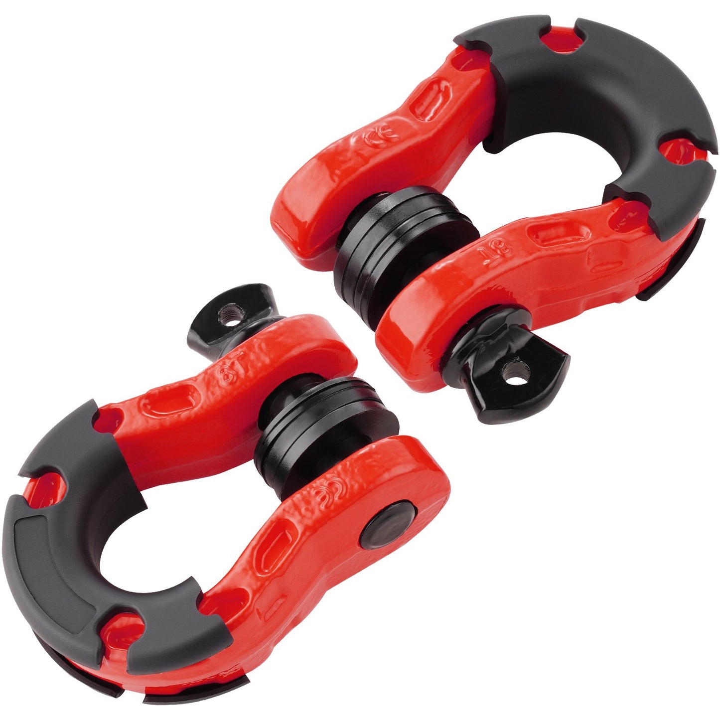 Heavy Duty Alloy Steel D-Ring Shackle 2 Pack for Vehicle Towing - Red, 30 Ton Break Strength