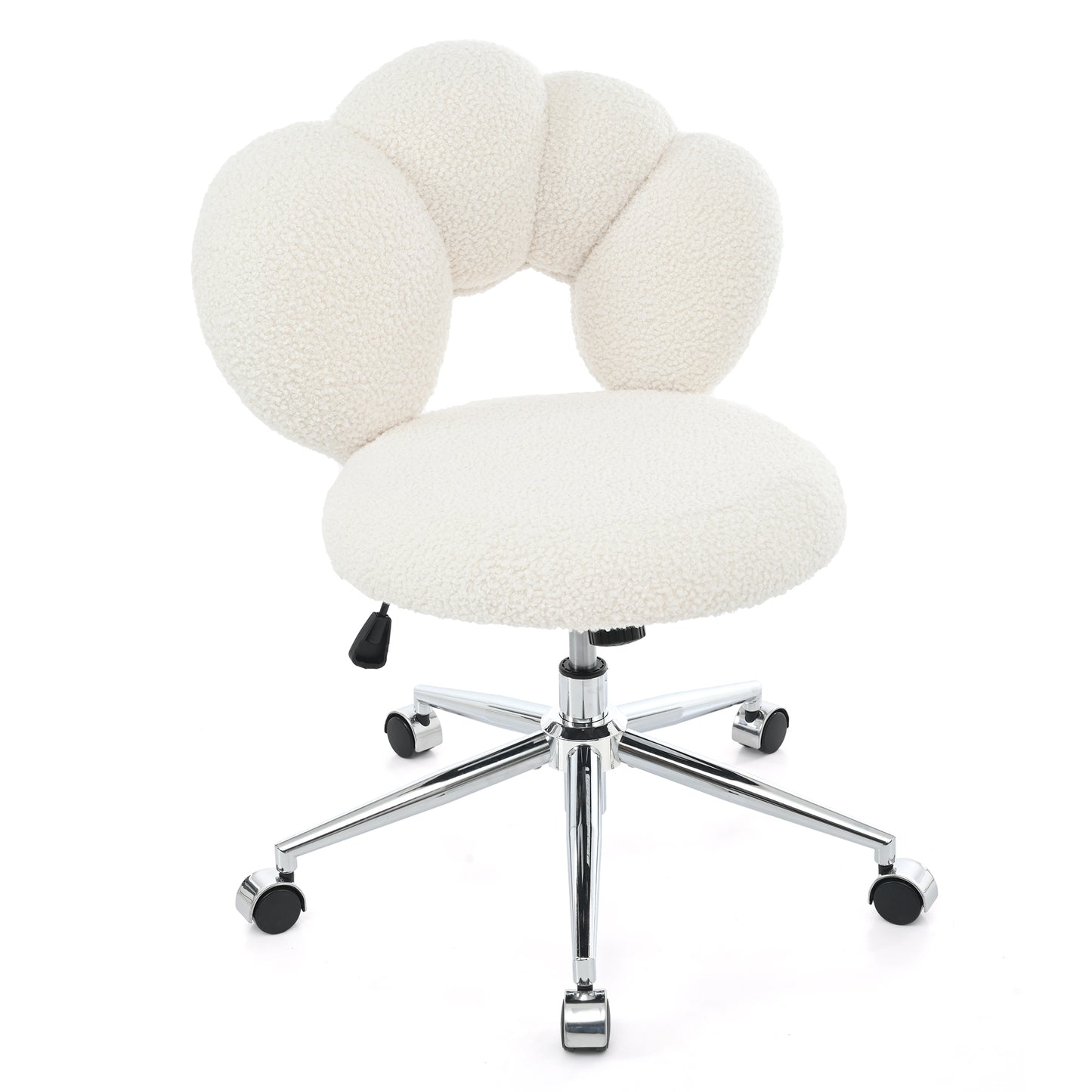 360° Swivel Height Adjustable Office Chair - White Teddy Fabric