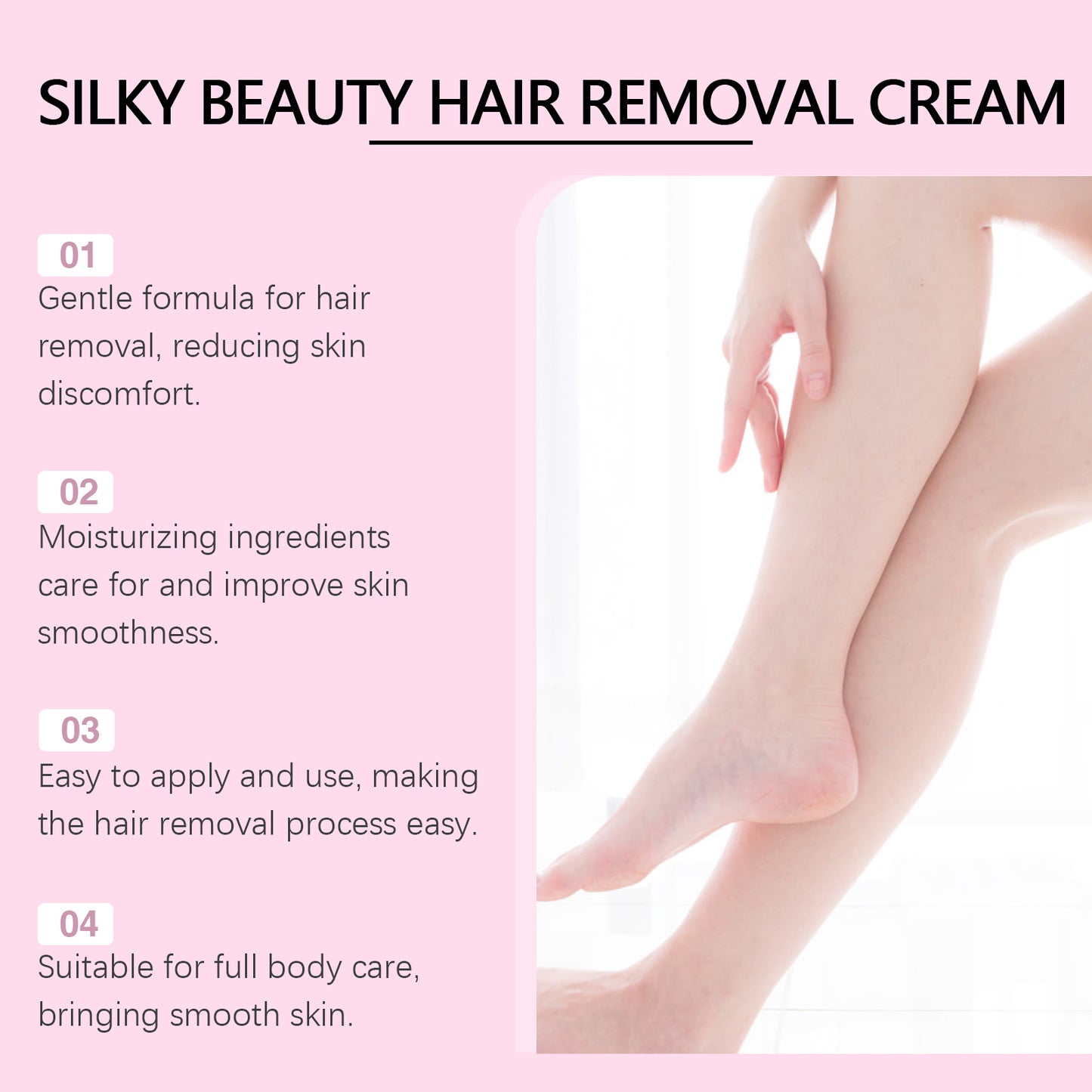 Silky Hair Removal Cream for Women - Gentle Body Hair Remover for Smooth Skin