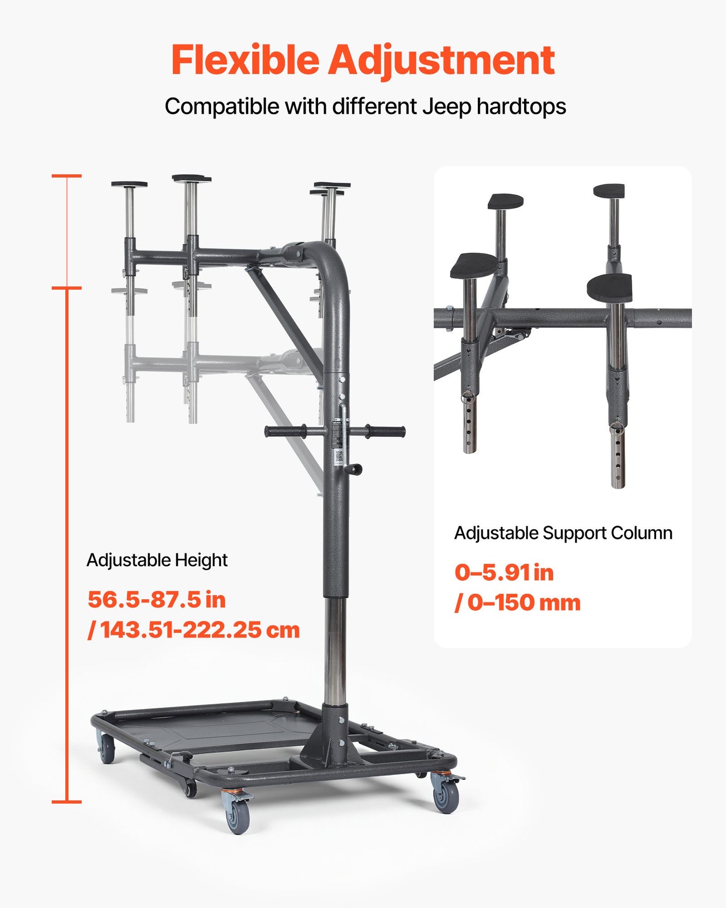 Jeep Hard Top Removal Lift - 220 Lb Capacity, Foldable & Adjustable, Easy One-Person Operation