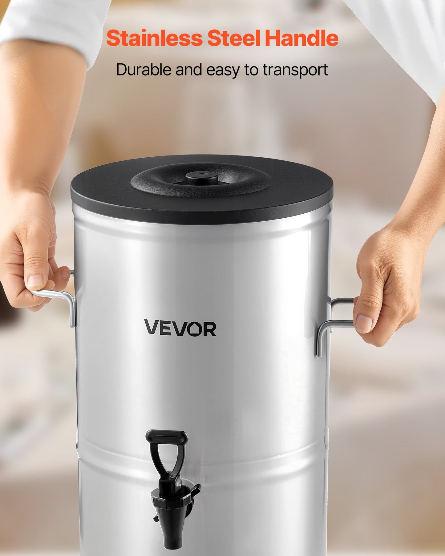 4 Gallon Iced Tea Dispenser - Stainless Steel Beverage Server