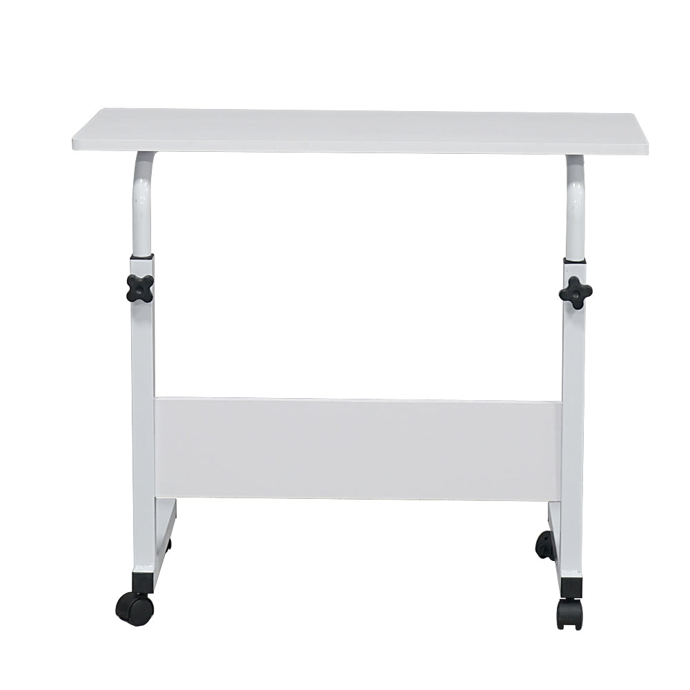 80cm Adjustable Tray Table Rolling Sofa Side Snack With Wheels