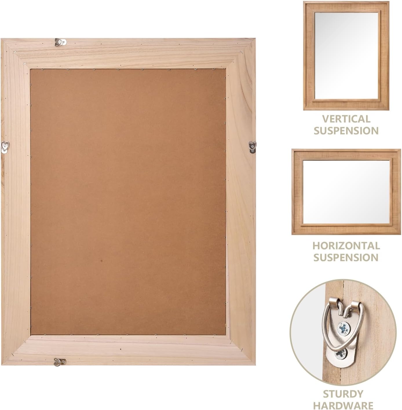 Rattan Rectangle Decorative Mirror - Yellowish Brown 24"x36"