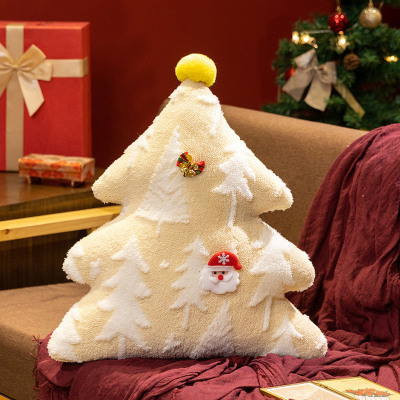 Christmas Velvet Jacquard Pillowcase with Snow, Tree & Reindeer Designs