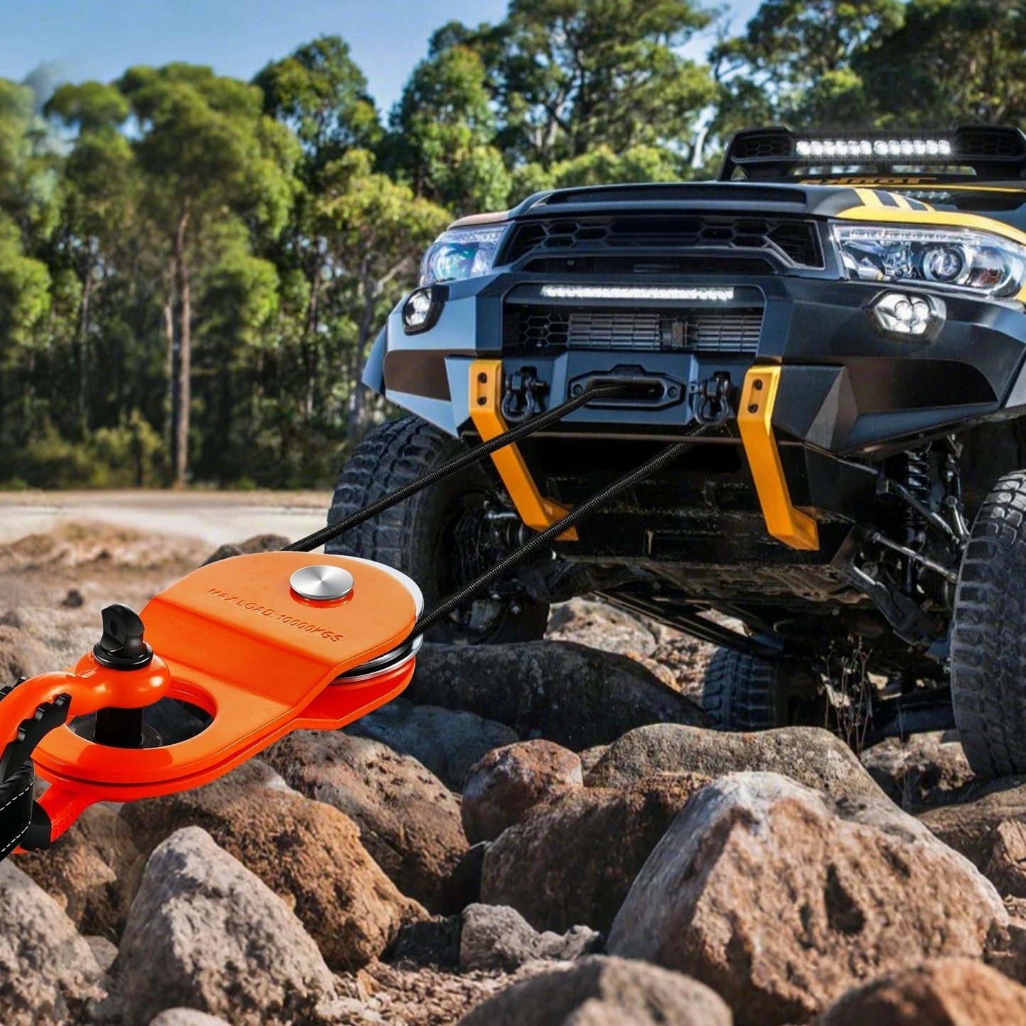 Heavy Duty Winch Snatch Block 22,000 Lbs Off-Road Recovery for Truck ATV UTV - Orange