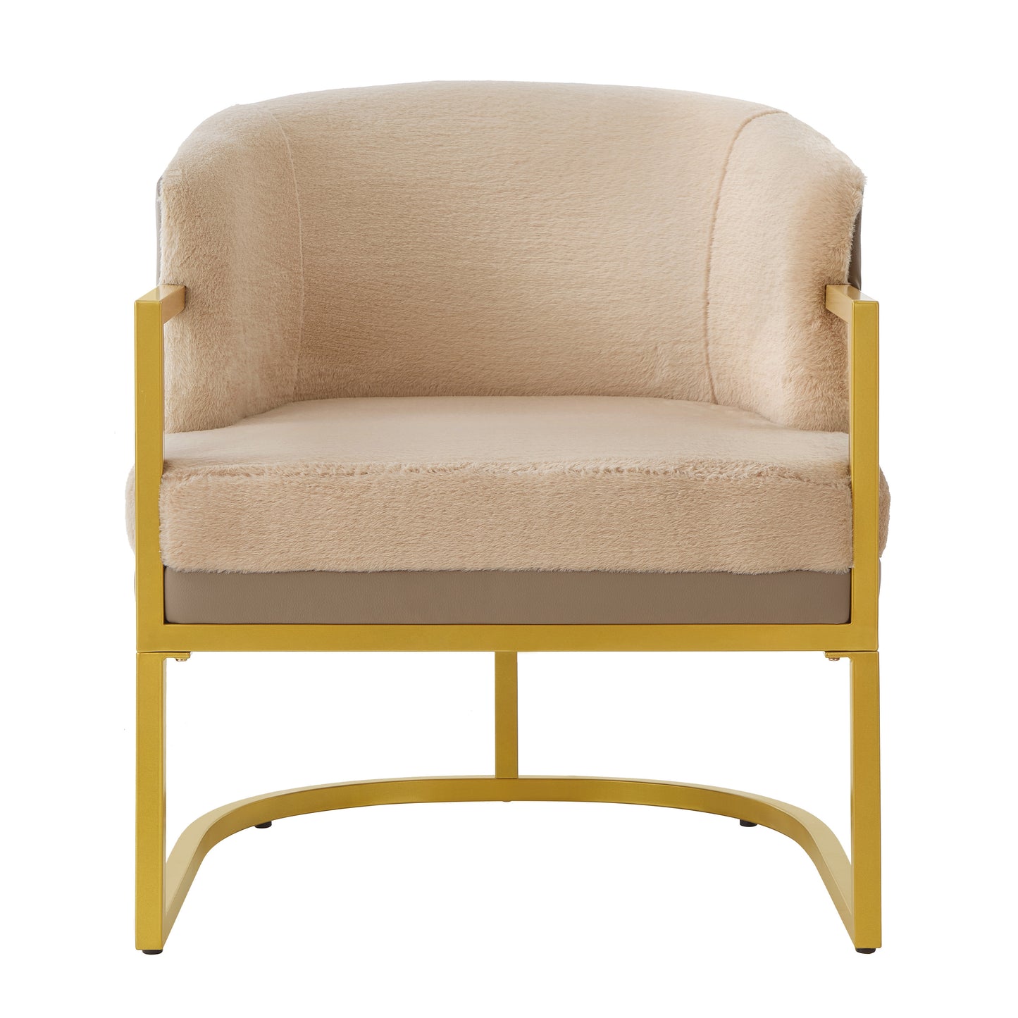Cozy Upholstered Accent Chair with Gold Metal Frame - Brown