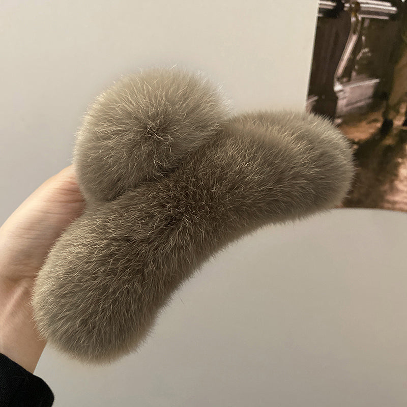 Oversized Plush Rabbit Hair Claw Clip - 16cm Large Fuzzy Hair Accessory