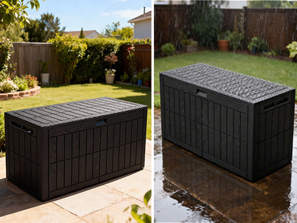 1 0 Gallon Outdoor Storage Box Water Proof Resin Deck Lockable Bin