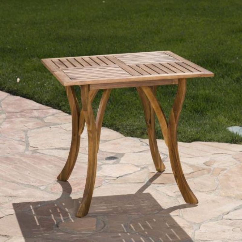 Outdoor Acacia Wood Dining Table - Square Design, Natural Brown