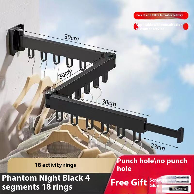 Punch-Free Wall-Mounted Clothes Drying Rack Aluminum Alloy Folding Airer