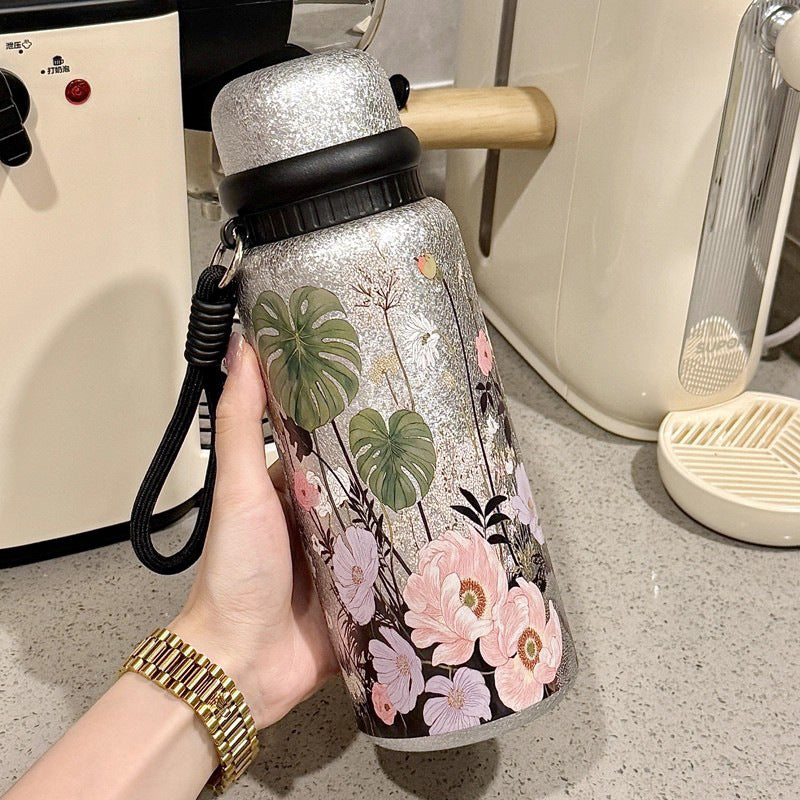 Portable Insulated Stainless Steel Cup with Titanium Coating & Filter - Large Capacity