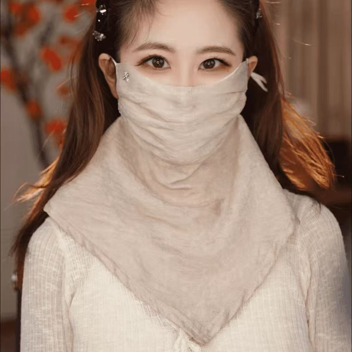 Sun Protective Face Mask Women's Breathable Lace