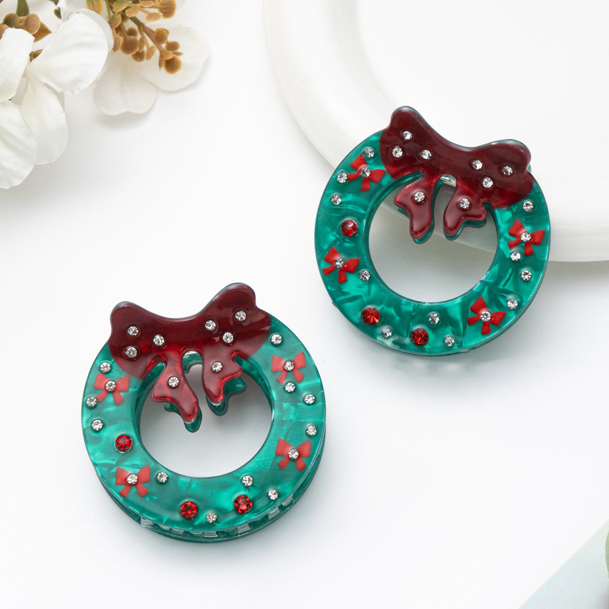 Christmas Wreath Headband - Diamond Studded Hair Accessory