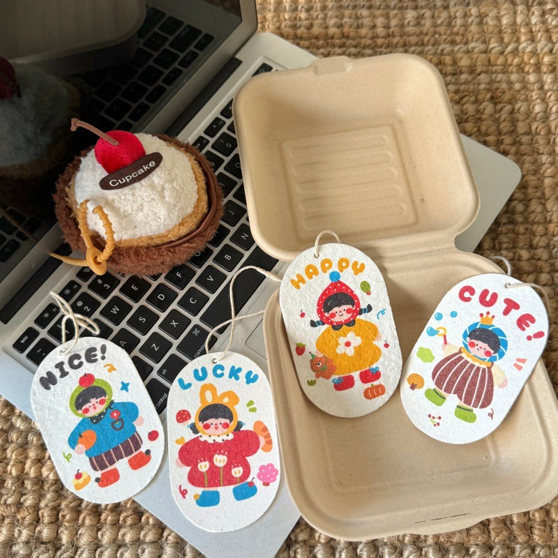 Wood Pulp Sponge and Cloth Kitchen Dishwashing Set - Cartoon Compression USPs