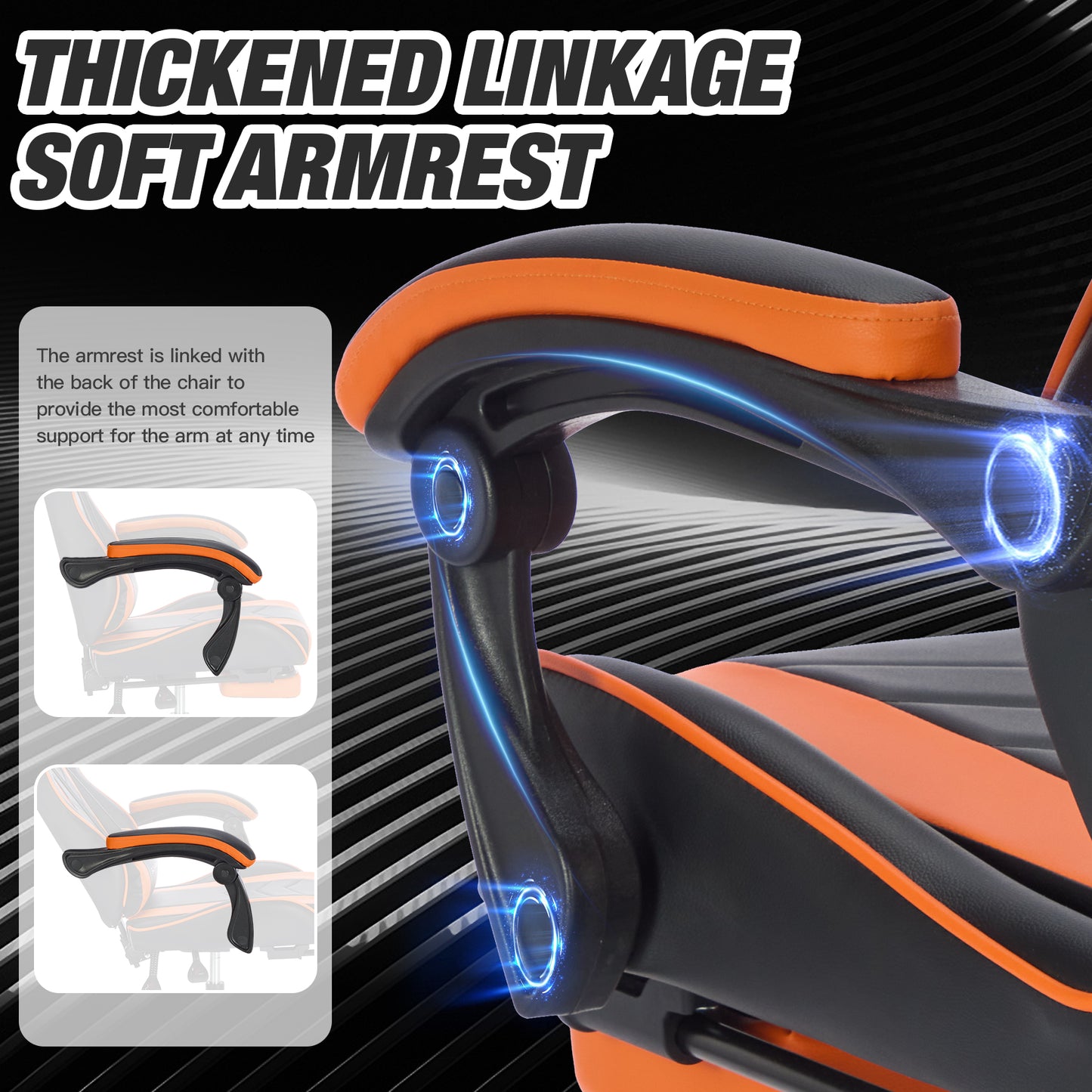 Ergonomic Gaming Chair with Footrest & Lumbar Support - Black Orange
