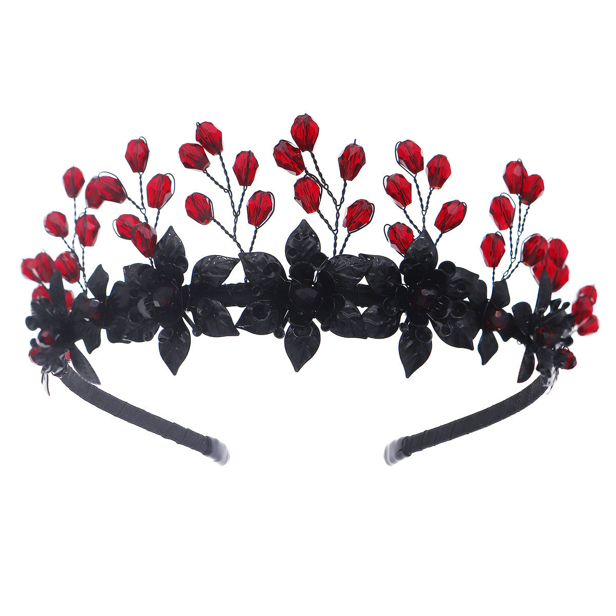 Black Crystal Halloween Headband - Dark Style Hair Accessory for Women