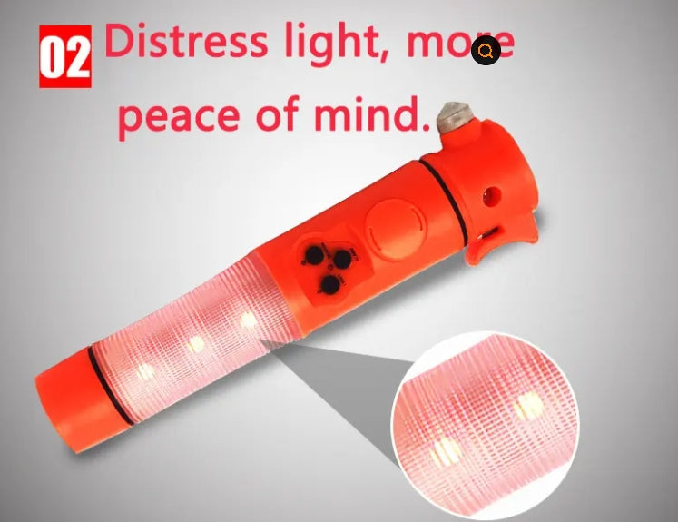 Multi-Functional Car Safety Hammer with Flashlight and Seat Belt Cutter