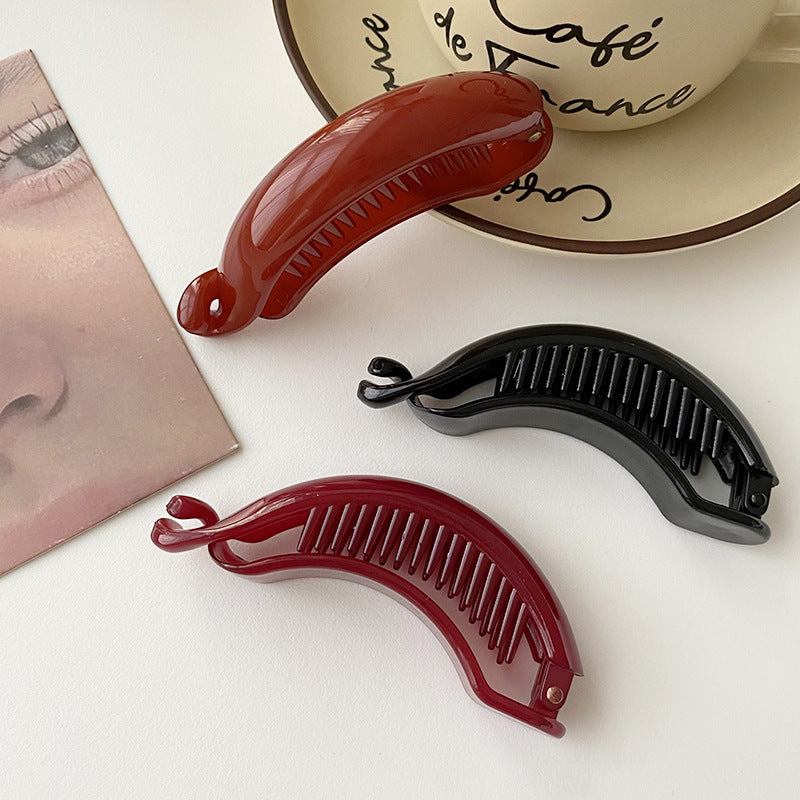 Korean Style Hair Barrette Clasp for Ponytails - Retro Twist Hair Accessory