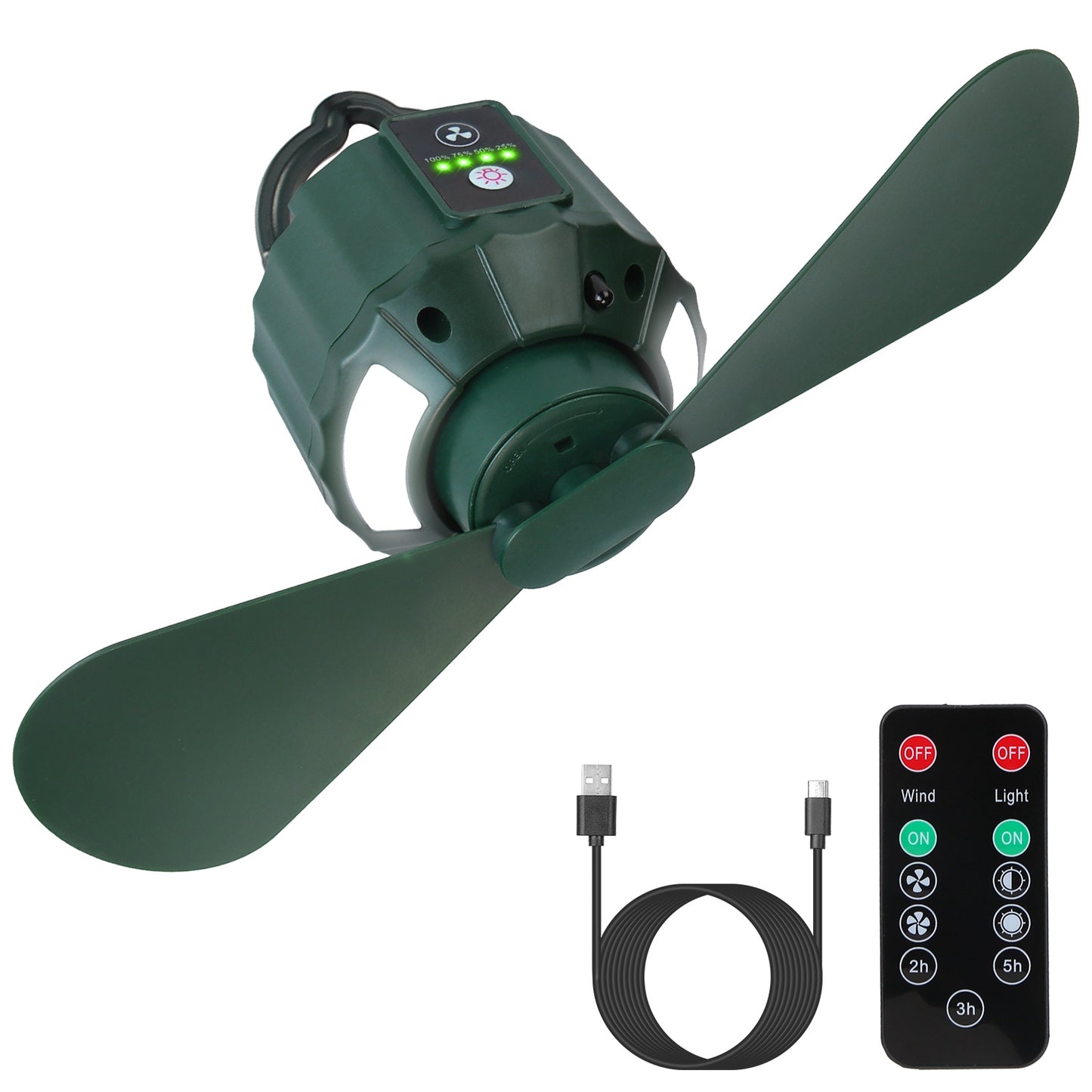 Portable Camping Ceiling LED Fan with Remote Control - 3-in-1 Lantern, Power Bank, Adjustable Speed & Brightness