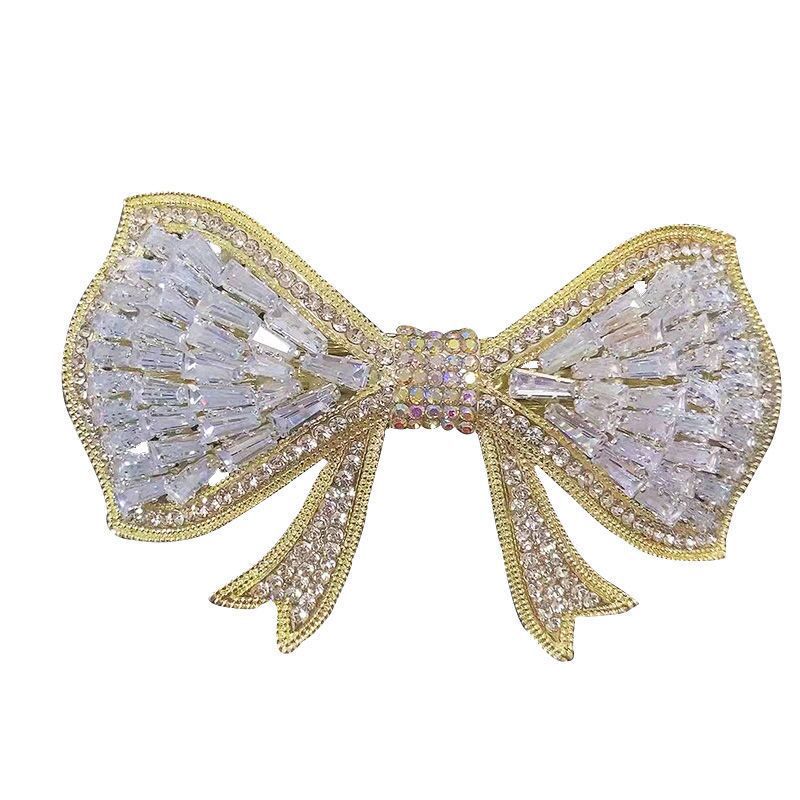 Bow Hair Clip, Alloy Hairpin with Amethyst Crystals