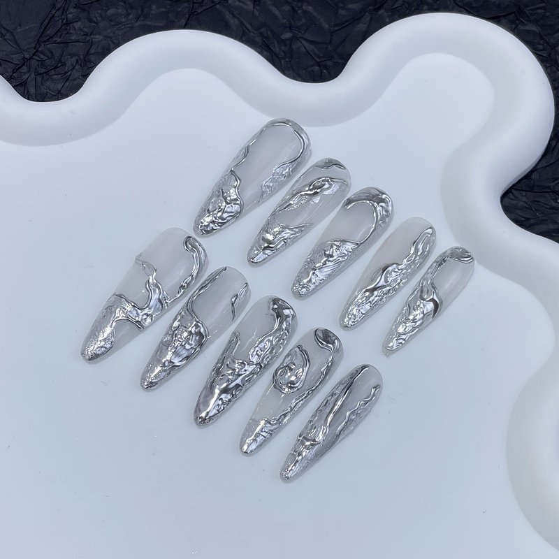 3D Metal Edgy Handmade Press-On Nails