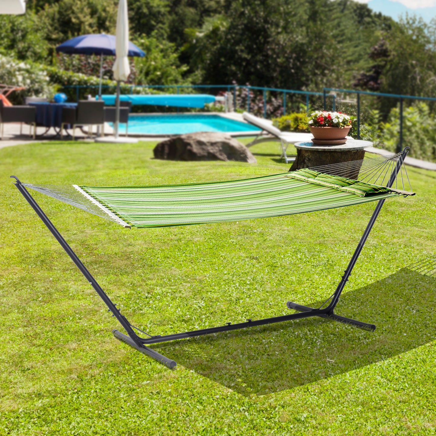 Adjustable Hammock Stand - 10-13ft Steel Frame, Black