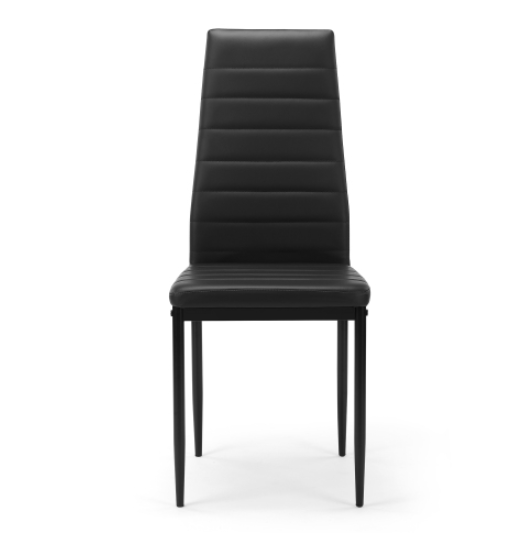 Dining Chair Set for 4 - Comfortable Black PU Chairs