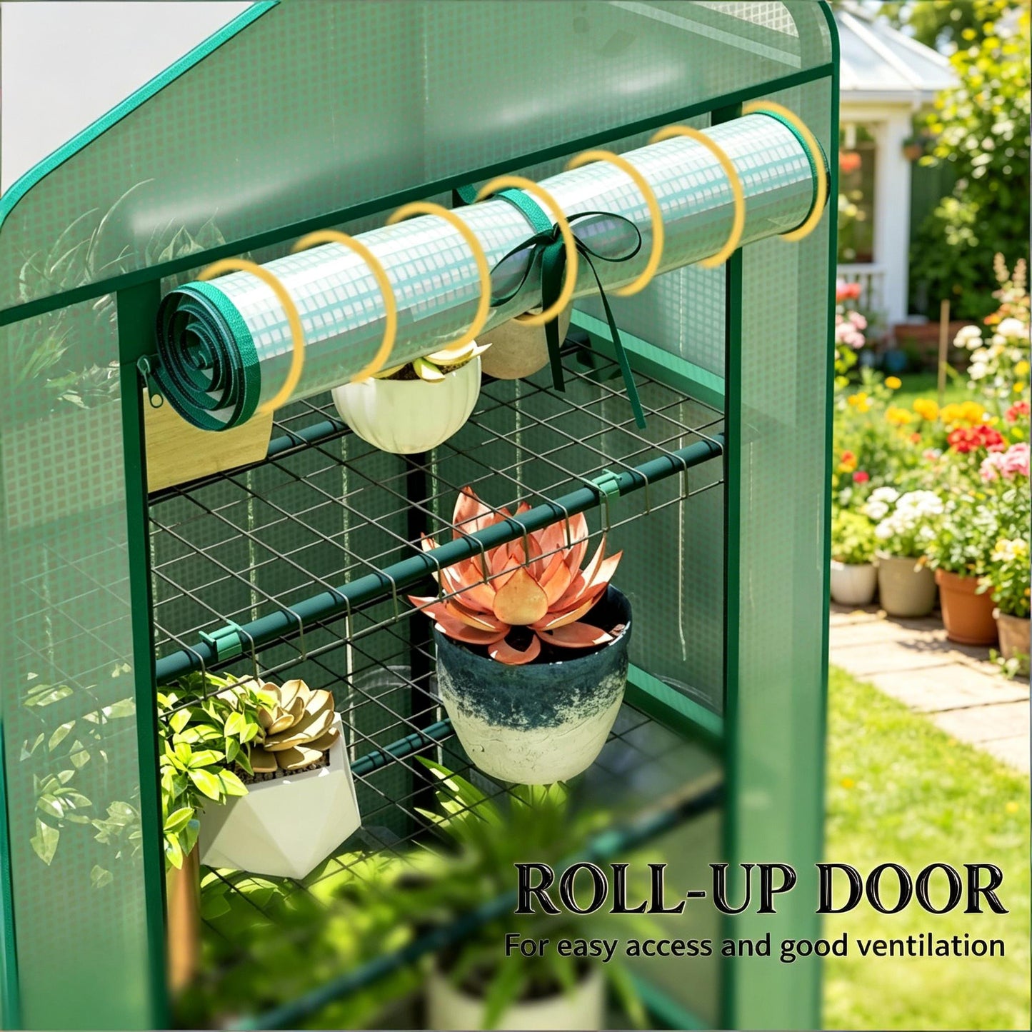 Portable Mini Greenhouse for Garden - Green & Dark Green