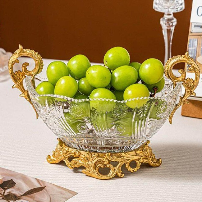 Glass Three-Legged Fruit Plate with Handles - Modern Minimalist Home Decor