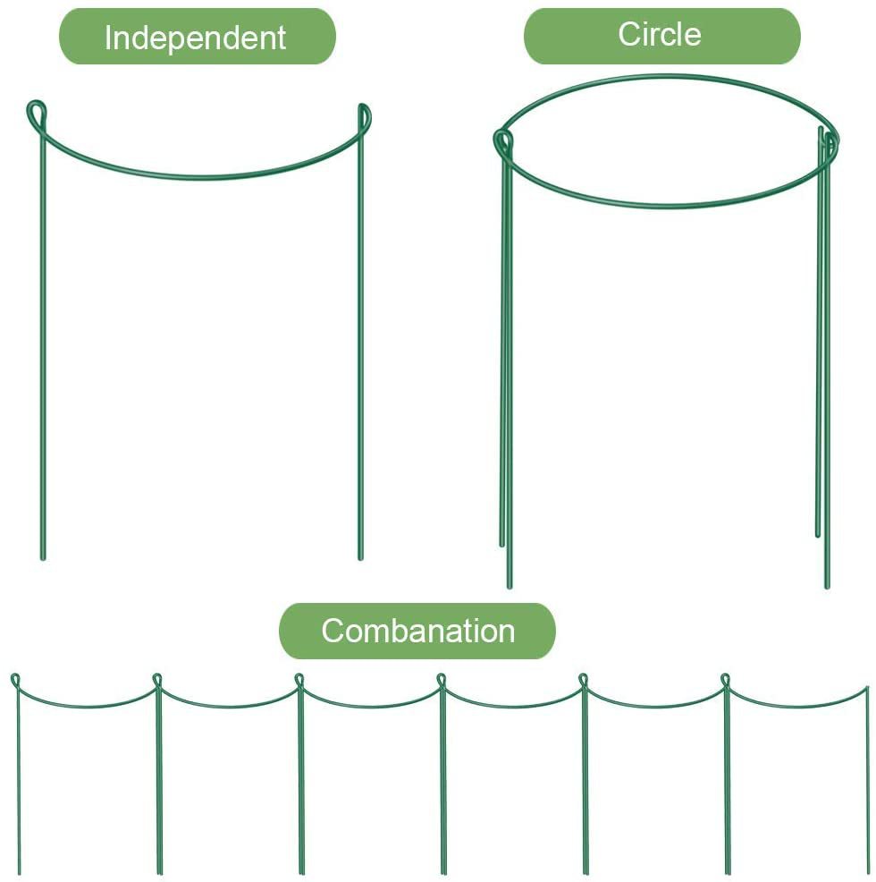 Garden Plant Support Ring Stand Metal Support Frame for Plants - Green