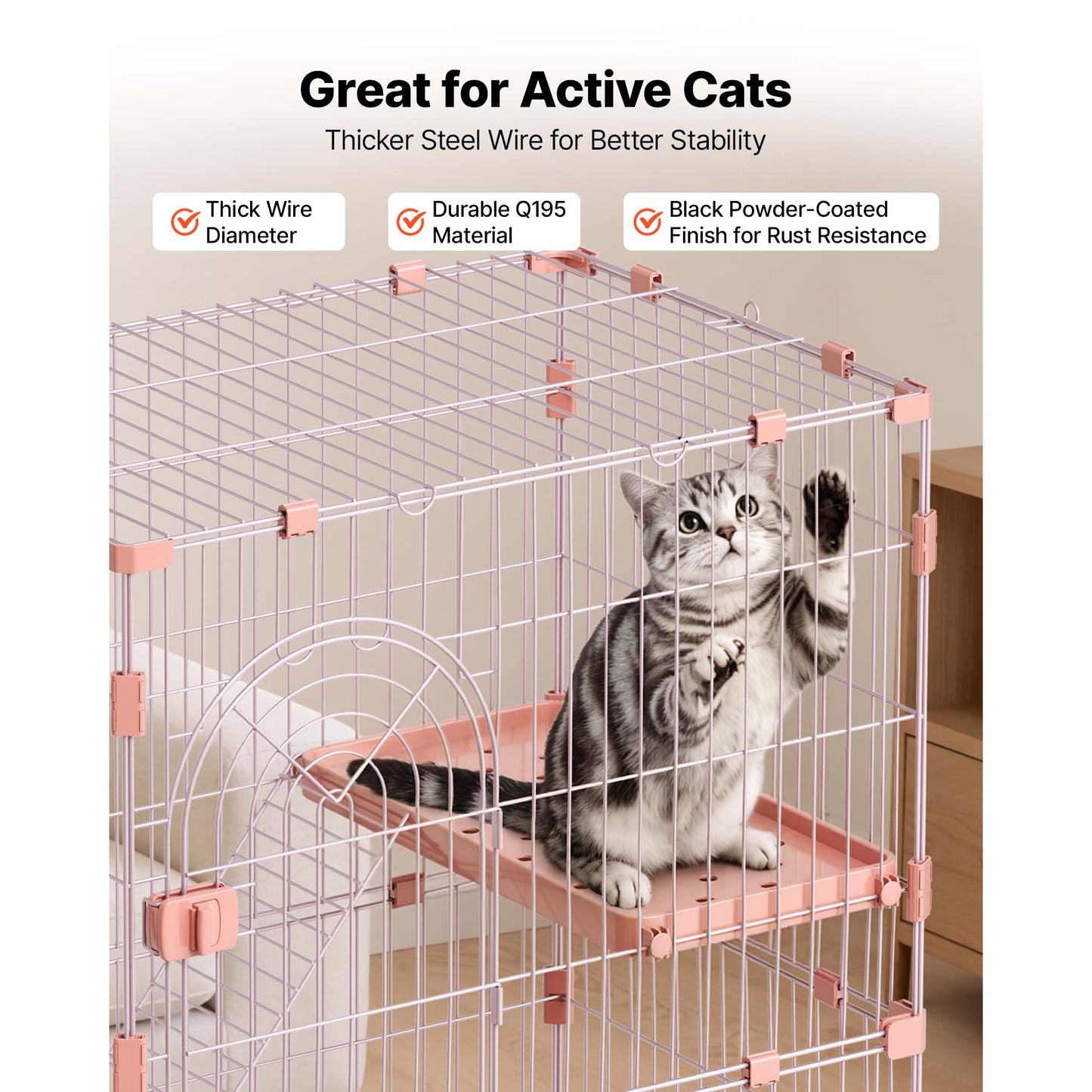 Large 4-Tier Cat Cage with Ladders - Indoor Exercise Enclosure for Cats & Small Animals