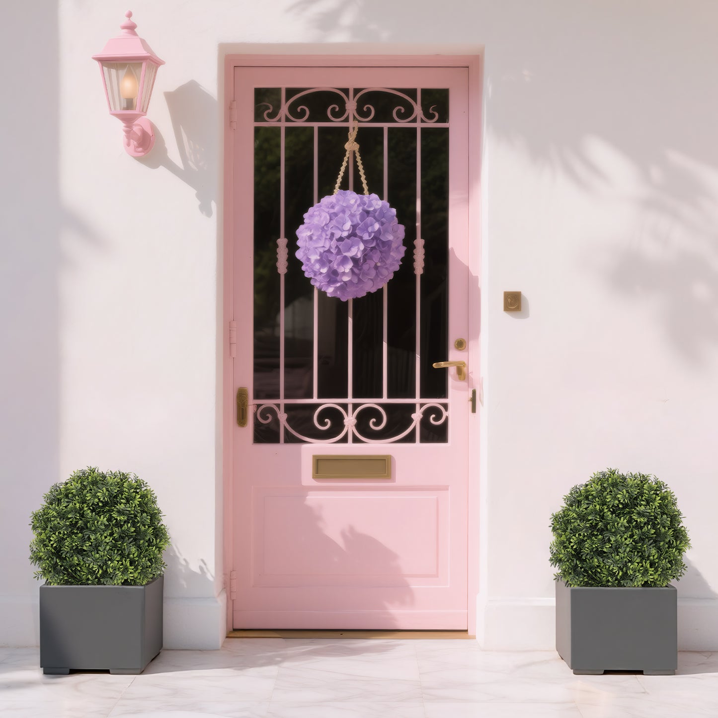 22-Inch Artificial Boxwood Ball Trees - Faux Potted Shrubs, 2pcs Set