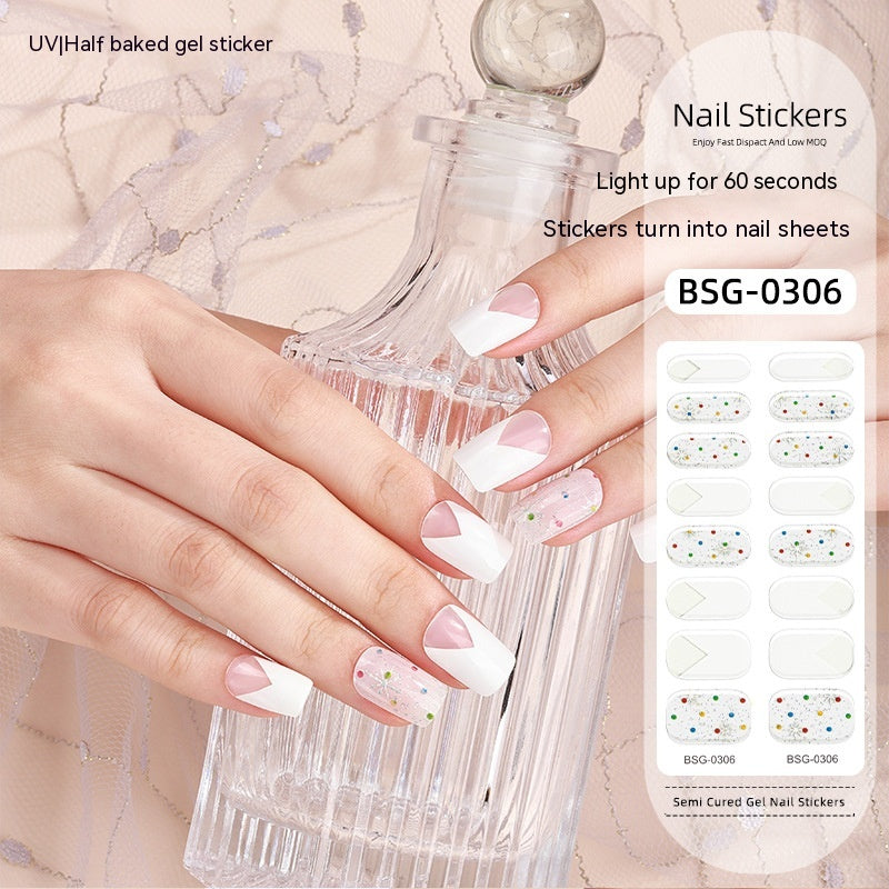 Christmas Gel Nail Art Stickers Set - Semi-Curing Nail Decals for Festive Nails