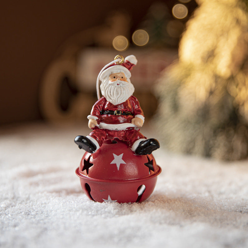Christmas Iron Bell Pendant Set - Snowman, Elk & Santa Decorations