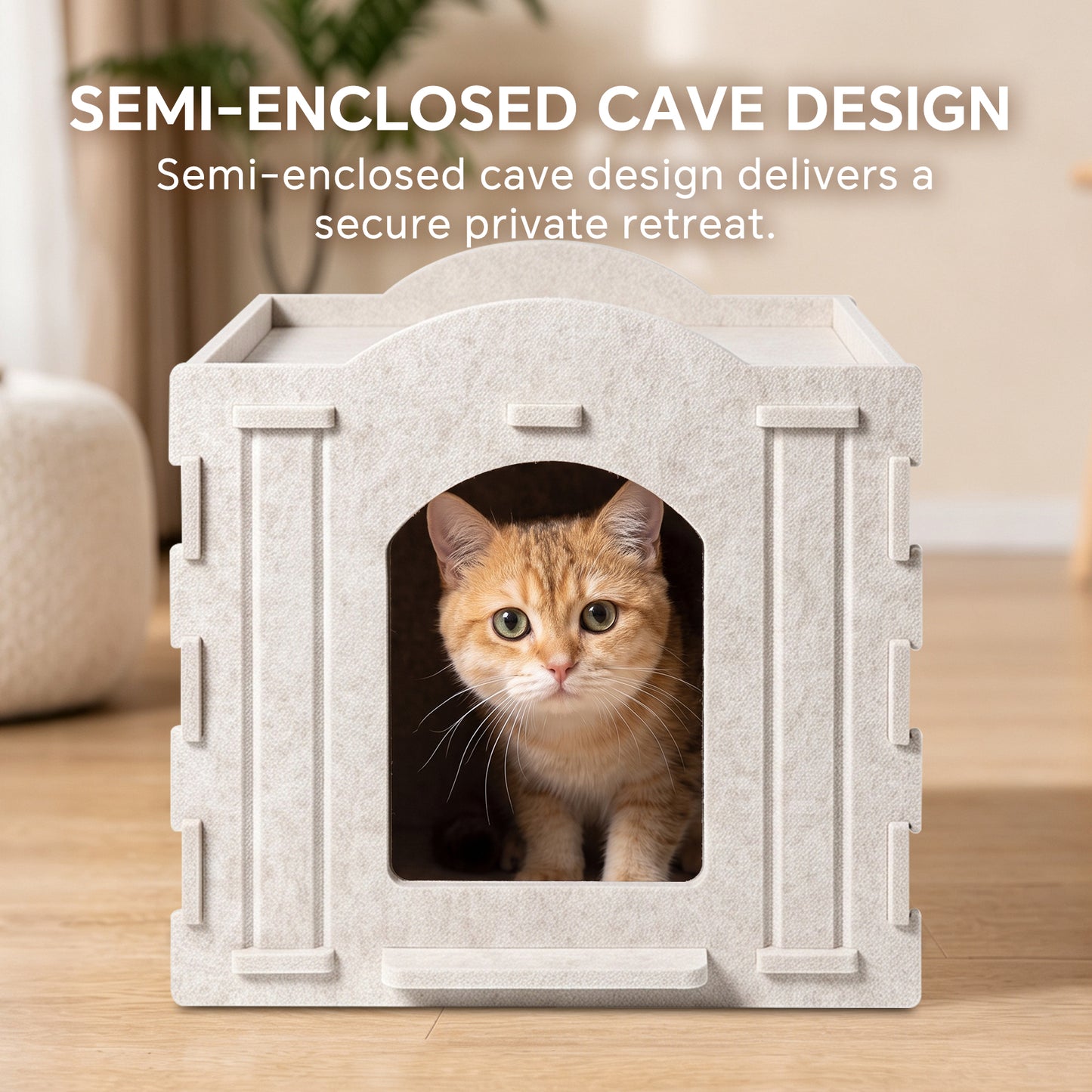 Square Cat Bed for Pets - White Soft Pet House & Cozy Resting Spot